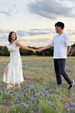 I ordered this dress because I wanted to match the color with the Texas bluebonnet flowers for my engagement pictures, and it was just perfect. I was feeling like in the first season of Bridgerton I have big breasts, so I had to use size M, but the S was ok too, just a little tight in the breast. - Barbara R.