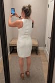 I love the neckline of this dress. It's very comfortable, very stretchy, and thick with quality material. The dress is very classy, and I feel it shapes to the curves of my body. - Candace V.