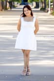 GET THIS DRESS!!! It was a little loose in the waist, but I lost a little weight, so I think I could've sized down. Gorgeous dress, great material, used it for grad pictures and graduation. Not revealing which I loved, long enough, and comfy. The straps were a little loose, but I think I might have short shoulders. I wear a 36D, size 6 jeans, 5'2 - Monica S.