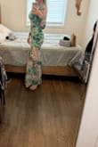 I ordered this dress for a Spring engagement party. Color was true to the photos, and it was so comfortable! I'm 5'7" and wore 3 1/2" heels, and the length was perfect on me. The sleeves were comfortable and long enough, which is a plus. I received so many compliments. I'm hoping I have another occasion to wear this stunner to - Lauren V.