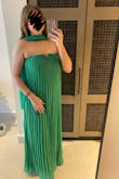 This dress was exactly what I needed for a destination wedding. I kept getting compliments on it! It is true to size, and was the perfect length for me, however, may run long for some. There was an inner slip and a grippy band on the upper hem that provided some extra structure and prevented slipping. The color is as advertised and is stunning, don't shy away from it! - Dakota G.