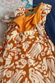 The dress was perfect the first and only time I wore it. I would've given it 5 stars. Then, for a second wear, I washed the dress just as it asked: in cold water. However, it didn't matter because the outer shell shrank and is now unwearable as is. To fix this, I'll have to take it to a seamstress to cut the inner layer and get everything even. Not what I signed up for, and what drops it all the way down to two stars. - Cynthia S.