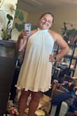 Admittedly, I feel like Lulus is hit or miss with their quality, but this one was a hit! I sized up to be safe, but the way this dress fits, it works great. The only tight part is the neck. As an athlete, I almost always need some stretch in my fabric, but the way this falls/flows, it could fit anyone. The ruffly part on the bottom is so cute and holds shape well. I also love the pleated material. I wish this came in colors other than white because it would make a perfect summer wedding guest dress. - Elena B.