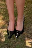 These heels are gorgeous! I love the style, I love the easy slip on strap (no need to undo the clasp every time), and that the heel itself is wider than a stiletto so it's more stable. I wore these for hours and hours in 90 degree heat for my graduation ceremony and had no issues. The soles of my feet were sore after hours of wear, but I rarely wear heels. No blisters at all! I normally wear a 7.5, but bought these in a size 8 and they fit perfectly. Highly recommend these. - Laura H.