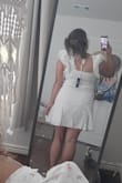 I bought this dress to have more fun summer dresses. It is really super cute but it is see through. You can't actually see my underwear but the section of my tummy is transparent whereas my underwear area is solid. You can't really tell in my photos because of the low lighting. Once I put the dress on with more sunlight, I could really tell. To make it look more consistent/polished, I need to wear tummy control or a slip. The dress is also great for my soft belly! The dress is still cute and I'll figure it out so that I can wear it. - Krisell C.