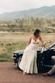Bought this dress for an engagement photoshoot and loved it! I love the tied open back. Pretty neutral colors and perfect volume of length of skirt. - Danielle K.