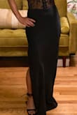 Nice thick satin material. Elegant and flattering. I lack hips so there's a bit of excess material in the hip area, but it didn't take away from the esthetics. A bit long for my 5'1, height, nothing a bit of stitch Witchery couldn't fix. All in all, it's a beautiful dress. - Yian H.