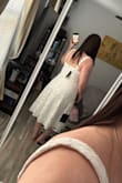 Love the dress and how it fits. Only issue is that the straps are a little long and there's no way to shorten them to fit better (going to get it fixed). Wearing this for my bridal shower! - Mary E.