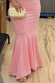 Love this dress! It has enough stretch to hug you in right places. I'm 5'2 and I wore about 3in heels, and it still touched the floor a little, but it was still perfect! - Valerie S.