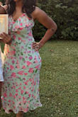 I wore it to my daughter's graduation and it is the perfect spring/summer dress. Material does not feel cheap. I love it! Can't wait to wear it again. I'm in between sizes and I ordered a Small and a Medium. They both fit but the small was more fitted so I went with the small. - Nahila G.