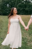 I ordered this dress for my engagement photos and it was perfect! The texture and movement are beautiful. The bust runs very large. I ordered a M (my normal size) and a S. I kept the small, but honestly could have gone down to an XS. - Katie S.