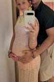 I love this dress and the multicolor to it! Perfect for spring and summer. I bought my usual size, hoping it would have some stretch because I bought it for my babymoon. I was 23 weeks pregnant, and it fit comfortably then (and when I wore it a couple months later, deep into the 3rd tri). Highly recommend! Cute, stretchy, comfy, can't go wrong! - Jillian Z.