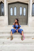 This jumpsuit is a line denim look alike fabric.  It's so light and airy which makes it perfect for warm weather.   This jumpsuit is so classy and stylish.  It can be worn so many places. I was very happy with this purchase. - Munah G.