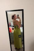 This was actually a backup dress to another one I had bought, but it ended up being the one I kept! It fits great (a little gapping in the bust/chest, but that's normal for me) and accentuates my hourglass/pear shape! The chartreuse pops on my summer tan skin, and with gold jewelry and raffia shoes, it's the perfect summer wedding guest look! - Anna J.