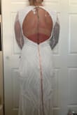 Deedra White Sequin Beaded Backless Maxi Dress