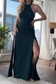 Confidently Charismatic Emerald Backless Halter Maxi Dress