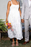 Perkins White Textured Lace-Up Corset Midi Dress