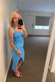 Wore this for a wedding. Dress fit perfectly, the slit was a little high so I had to be careful dancing and bending. Otherwise, the dress was so comfortable and cute!! - Shelby A.