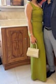 Maevyn Chartreuse Cowl Back Column Maxi Dress