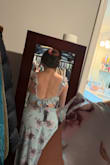 Sweetest Entrance Light Blue Floral Ruffled Tie-Back Maxi Dress