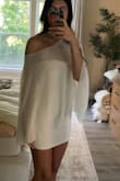 Maverly White Ponte Knit Cape Sleeve Mini Dress