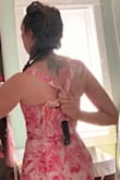 Demina Light Pink Floral Jacquard Bustier Maxi Dress