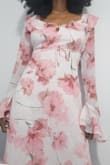 Rylia Ivory and Pink Floral Ruffled Midi Dress