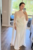 Mercedes White Satin Cape Wedding Dress