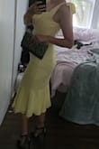 Bimini Light Yellow Swiss Dot Tie-Strap Midi Dress