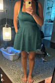 Omg this dress is amazing! This was my first purchase from Lulus. I'm typically a 8/10 in dresses and purchased the large based on reviews. Fits like a glove. And pockets!! It's shorter but not too short. Obsessed with the color too. Please ignore my messy room and dusty mirror - Taylor M.
