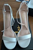 Arrabella Ivory Satin Platform Ankle Strap Heels