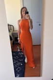Nettie Orange Halter Backless Maxi Dress