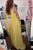 Nellie Light Yellow Pleated Maxi Dress and Scarf Set