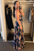 I got so many compliments! Looked beautiful on. I am normally a small in street clothes but Lulus dresses fit me best in a Medium. I wore platform stilettos and did not have to get it hemmed. It skimmed the floor but did not get in my way. Once I took the heels off I ended up having to tie it up in a knot but it was not a big deal at all. - Lashawn F.