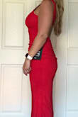 Audra Red Mesh Mock Neck Bodycon Midi Dress
