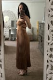 Irelyn Light Brown Satin Bustier Midi Dress