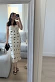 Maxime Ivory Polka Dot Satin Cowl Back Midi Dress