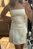 Elin White Floral Jacquard Lace-Up Mini Dress
