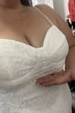 This dress fit right in all the right places and was really comfortable, but the sewn in breast cup is way too small for anyone with a larger chest. It pretty much leaves half of my breast out of the whole thing, so it is not possible to wear. I would wear a little shapeware, but in the pictures I'm not. I really liked it though. I'm also wearing an XXL with a 38DD - Shelby T.