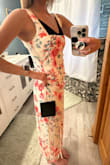 I want to love this dress but it's a hard no. I kept my black bra on for the dramatic effect to show just how much boob is actually out. If I didn't have this black bra on, you would 100% see my tiny nippies. The straps are about 3 feet too long, and Lulus tried fixing it by putting a no slip grip liner on the inside of the straps, but unless you have the neck of a lineman off the LA Rams starting line, the straps won't fit you either. I debated just cutting the straps off, but the waistline is all sorts of goofy too. Just do yourself a favor and order a different dress. - Sara A.