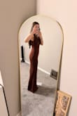 Stunning Mystery Brown Mesh Cowl Back Mermaid Maxi Dress