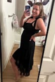 Tamryn Black Asymmetrical Ruffled Midi Dress