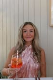 Collins Peach Lurex Plisse Halter Mini Dress