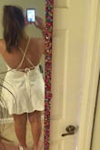 I bought this dress feeling a little skeptical about the length. Typically, dresses like this are way to small for my height, but this fits perfectly. It's the perfect length, and the open back and strings make it easy to adjust to your bust size. The material is really good quality, and I'm so excited to wear this to my graduation! - Kelli L.