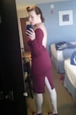 I had lost weight and it was a good thing I did because it hugs tight. I couldn't wear any waist slimming items because it would have been noticeable. I got a lot of compliments. Loved this dress - Megan R.