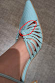 These shoes are so cute, but one of the straps is attached incorrectly, is twisted and can't just be manually untwisted because it's sewn in. But for the price, I can't complain, and my friend said she couldn't tell. I wouldn't recommend them if you are planning on wearing them for something that might have a close-up of your shoes (I'm not getting married, but when I saw these, I thought to myself they would be so cute as a "something blue"). - Shirley Y.