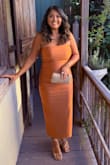 Absolutely stunning! The color and fit, I'm a medium with 38DD, and after reading previous reviews, I ordered a small, and it fits perfectly. The color and comfort. Highly, highly recommend. This was perfect for the garden style wedding. - Doeun N.