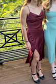 Great dress!! Doesn't have any stretch, so don't size down for a tighter fit. I wore it to a wedding and loved it - Audrey W.