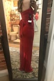So happy I listened to other reviews. I am a true size small at lulus and I ordered a medium in this dress. It fits like a glove! Tight enough to hug my body, but loose enough to still have some room to feel comfortable. Love the slit and the length is perfect with my 3-4 inch heels, will not have to get it hemmed. Can't wait to wear it to a black tie wedding in July! - Madison G.