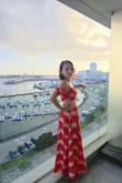 Trancoso Coral Floral Print Two-Piece Maxi Dress
